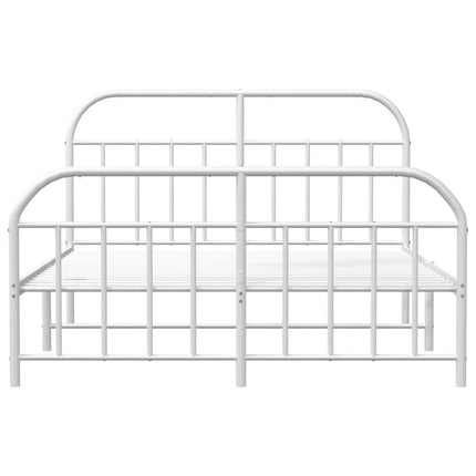 sengeramme med sengegavl og fodgærde 140x190 cm metal hvid