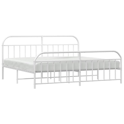 sengeramme med sengegavl og fodgærde 193x203 cm metal hvid