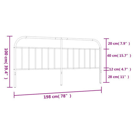 udskiftningsgavl 193 cm metal hvid