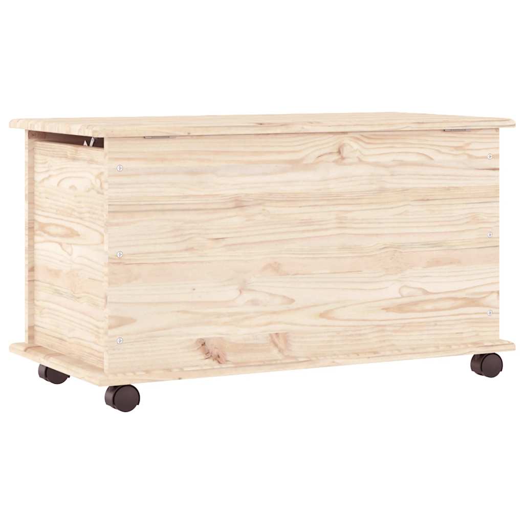 opbevaringskasse med hjul ALTA 73x39,5x43 cm massivt fyrretræ