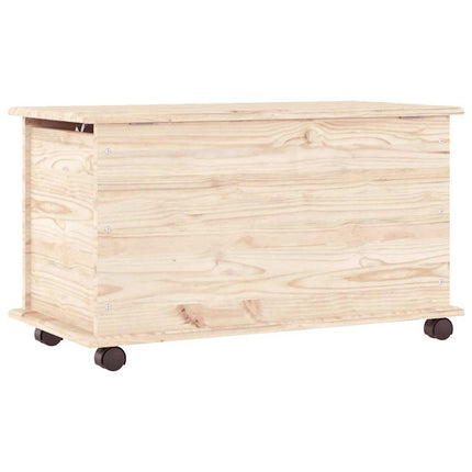 opbevaringskasse med hjul ALTA 73x39,5x43 cm massivt fyrretræ