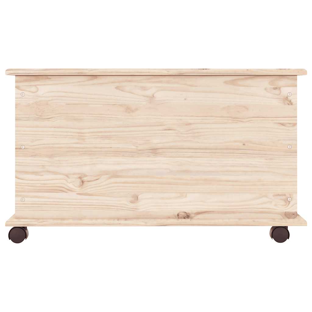 opbevaringskasse med hjul ALTA 73x39,5x43 cm massivt fyrretræ