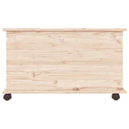 opbevaringskasse med hjul ALTA 73x39,5x43 cm massivt fyrretræ