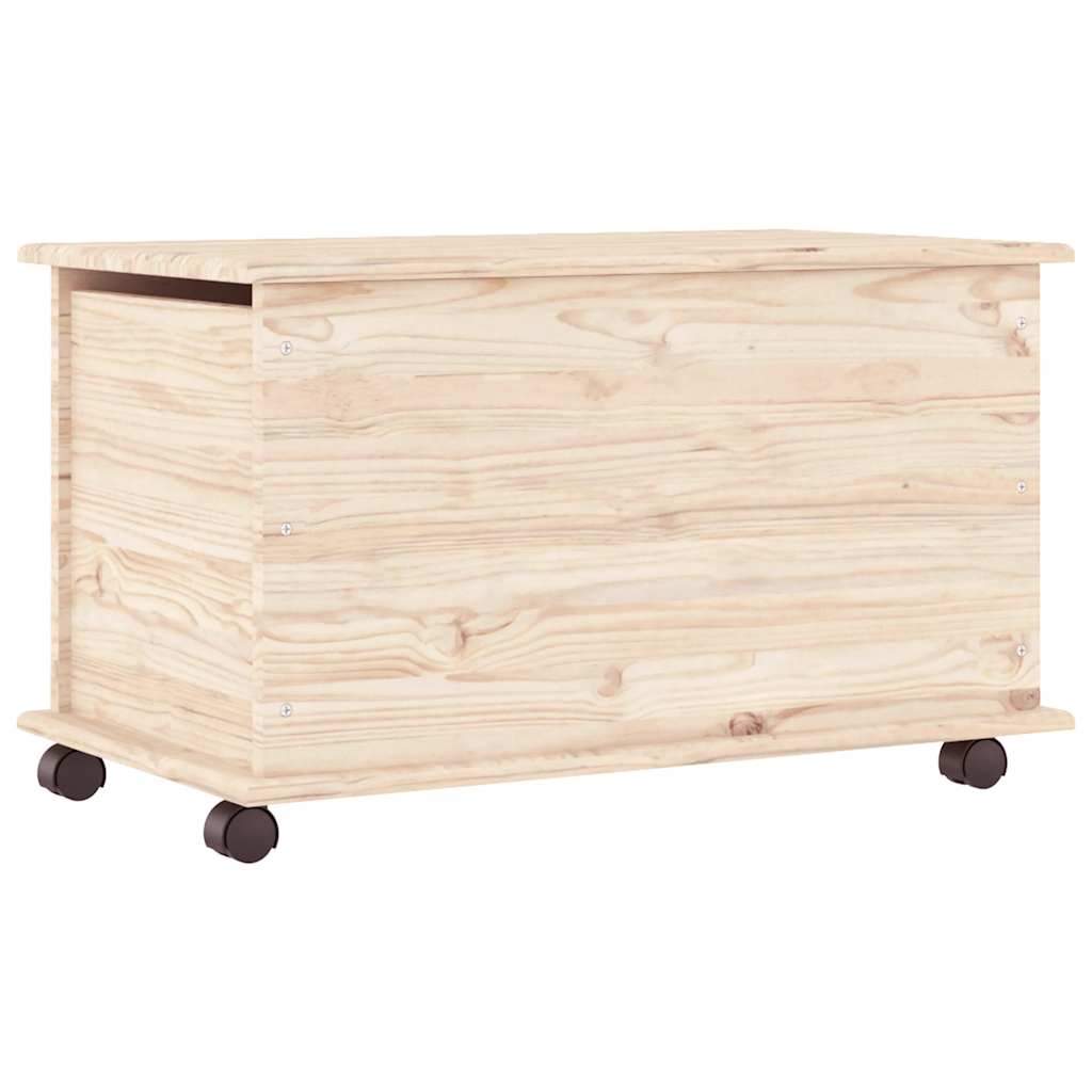 opbevaringskasse med hjul ALTA 73x39,5x43 cm massivt fyrretræ