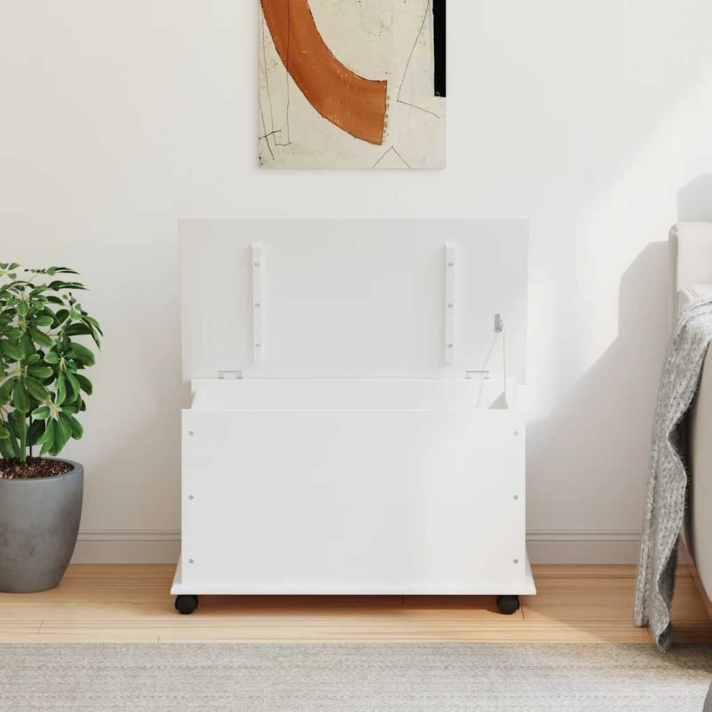 opbevaringskasse med hjul ALTA 73x39,5x43 cm massivt træ hvid