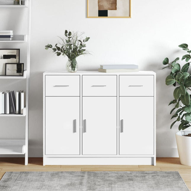 skænk hvid 91x28x75 cm konstrueret træ