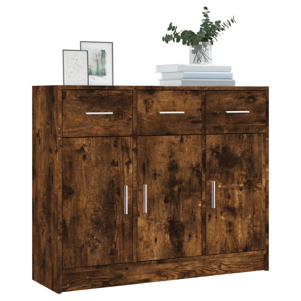 skab 91x28x75 cm konstrueret træ røget egetræsfarve