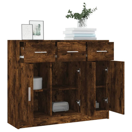 skab 91x28x75 cm konstrueret træ røget egetræsfarve