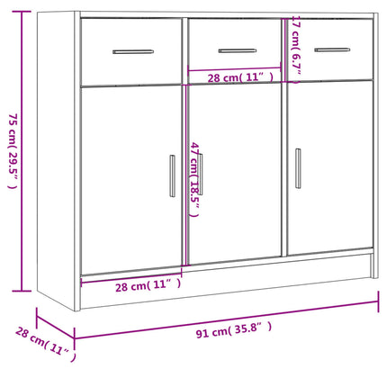 skab 91x28x75 cm konstrueret træ røget egetræsfarve