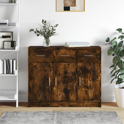 skab 91x28x75 cm konstrueret træ røget egetræsfarve