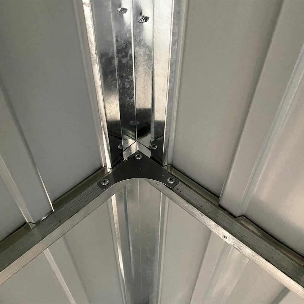 haveskur med udvidet tag 277x107x181 cm stål grøn