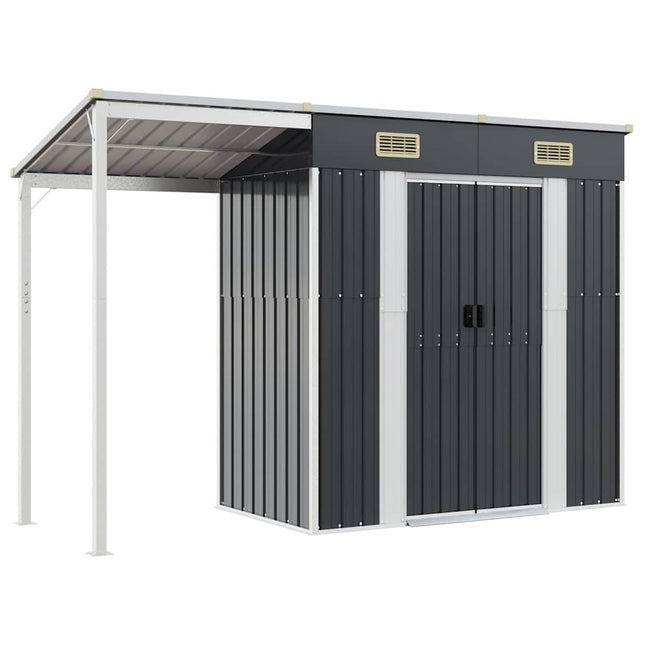 haveskur med udvidet tag 277x107x181 cm stål antracitgrå