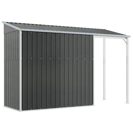 haveskur med udvidet tag 277x107x181 cm stål antracitgrå