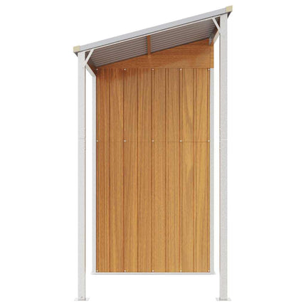 haveskur med udvidet tag 277x107x181 cm stål lysebrun