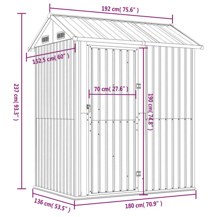 haveskur antracit 192x152,5x237 cm galvaniseret stål