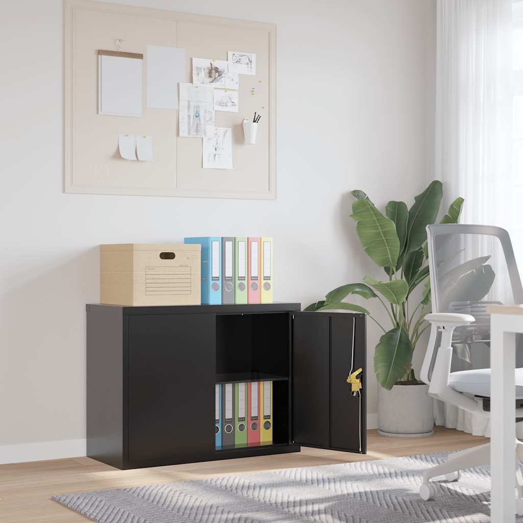 arkivskab 90x40x70 cm stål sort billede