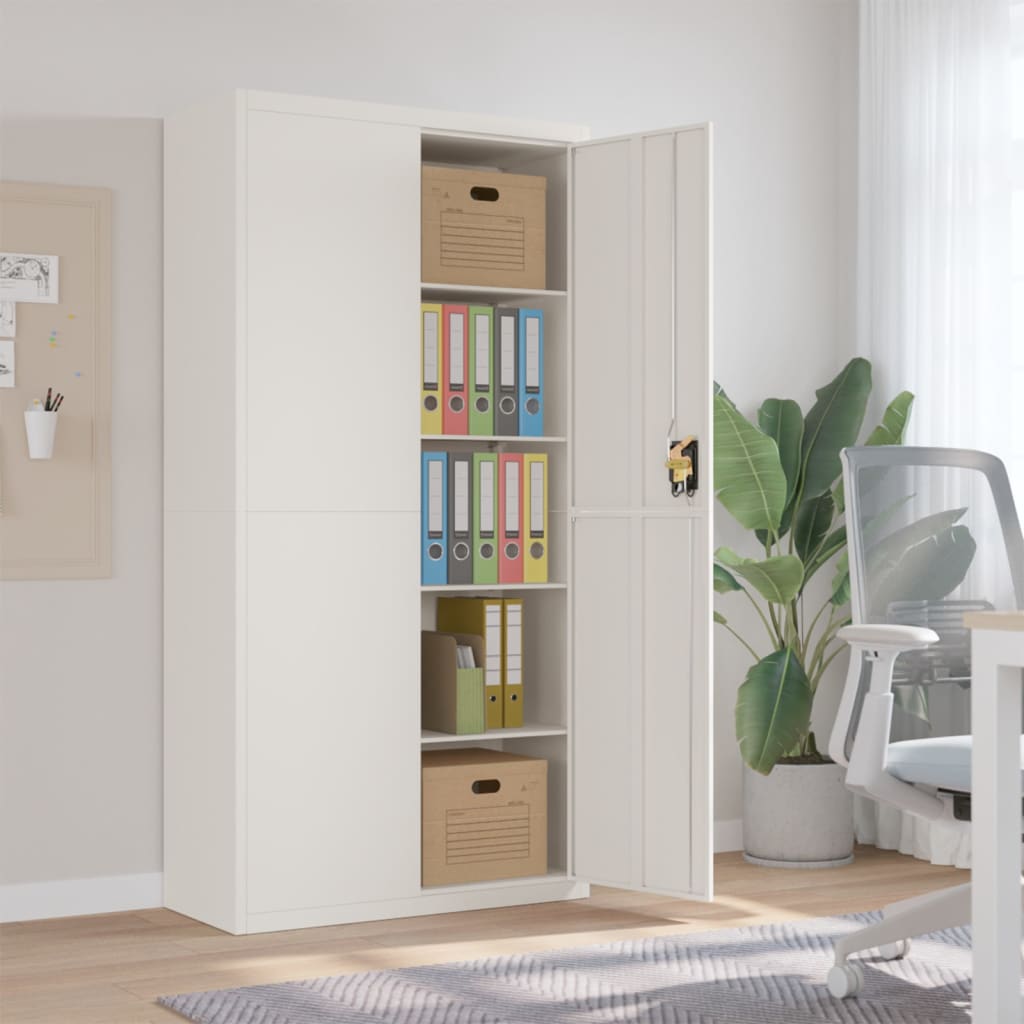 arkivskab 90x40x180 cm stål hvid billede