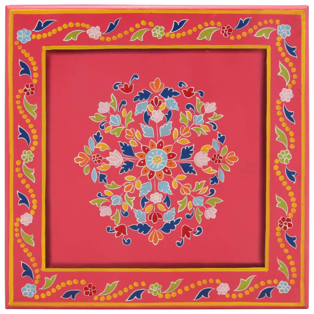 sofabord håndmålet massivt mangotræ lyserød