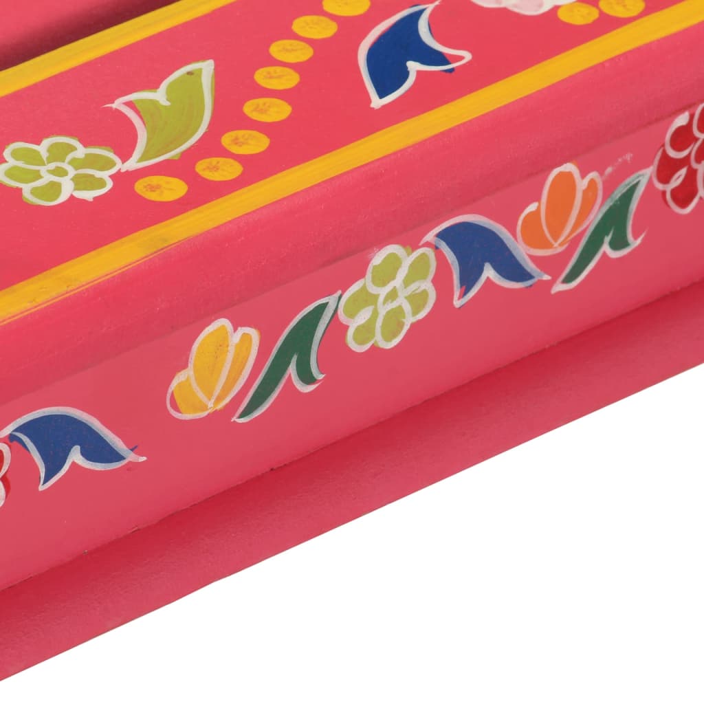 sofabord håndmålet massivt mangotræ lyserød