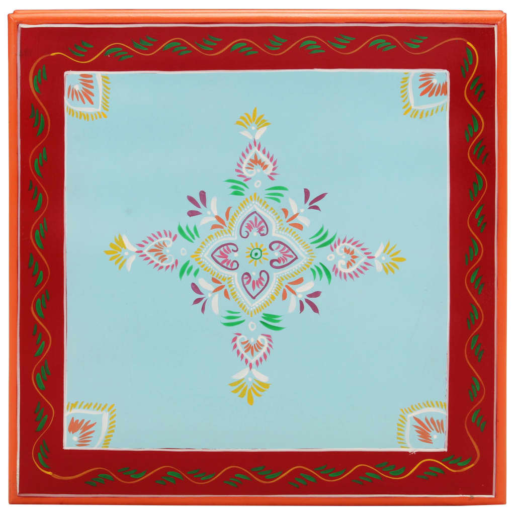 sofabord håndmålet massivt mangotræ blå