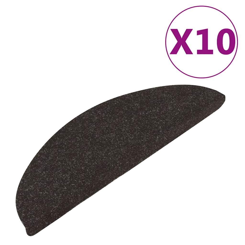selvklæbende trappemåtter 10 stk. 56x17x3 cm sort