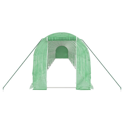 drivhus med stålstel 32 m² 16x2x2 m grøn