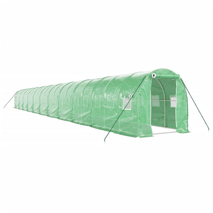 drivhus med stålstel 44 m² 22x2x2 m grøn
