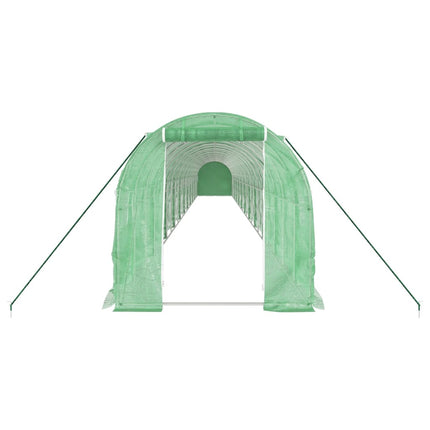 drivhus med stålstel 44 m² 22x2x2 m grøn