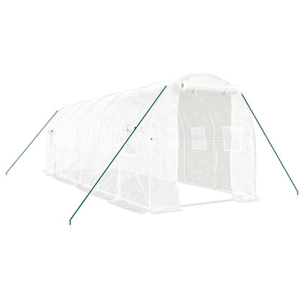 drivhus med stålstel 12 m² 6x2x2 m hvid