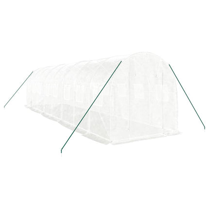 drivhus med stålstel 16 m² 8x2x2 m hvid