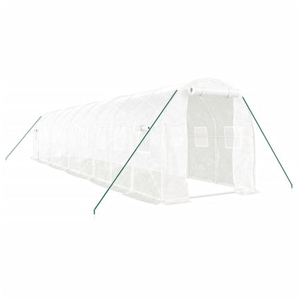 drivhus med stålstel 20 m² 10x2x2 m hvid