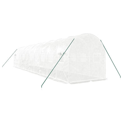 drivhus med stålstel 20 m² 10x2x2 m hvid