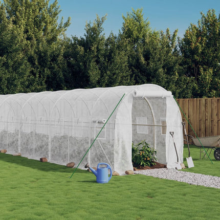 drivhus med stålstel 20 m² 10x2x2 m hvid