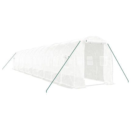 drivhus med stålstel 24 m² 12x2x2 m hvid
