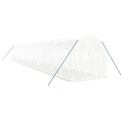 drivhus med stålstel 28 m² 14x2x2 m hvid
