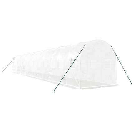 drivhus med stålstel 28 m² 14x2x2 m hvid