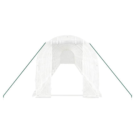 drivhus med stålstel 32 m² 16x2x2 m hvid