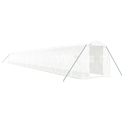 drivhus med stålstel 48 m² 24x2x2 m hvid