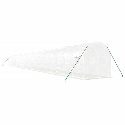 drivhus med stålstel 48 m² 24x2x2 m hvid