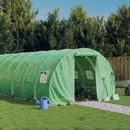 drivhus med stålstel 72 m² 24x3x2 m grøn