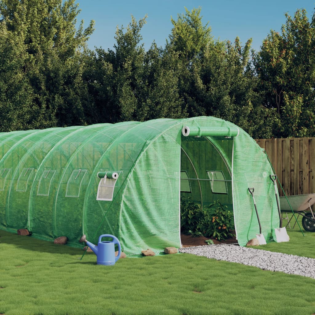 drivhus med stålstel 72 m² 24x3x2 m grøn billede