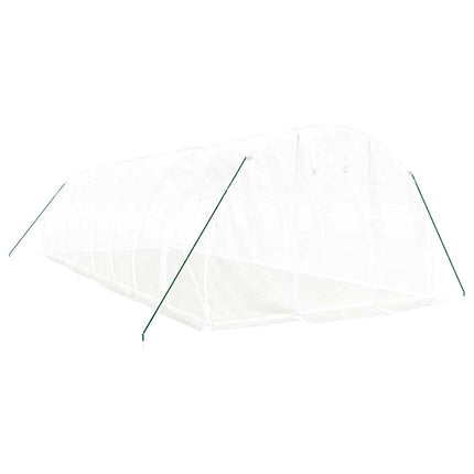 drivhus med stålstel 24 m² 8x3x2 m hvid