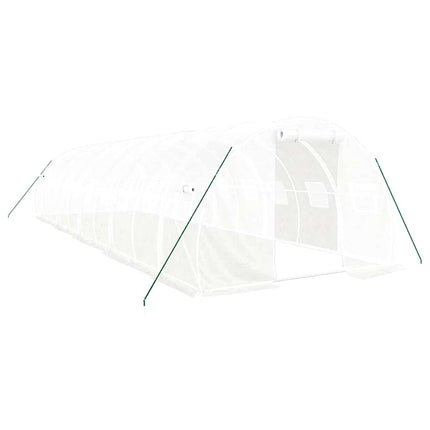 drivhus med stålstel 30 m² 10x3x2 m hvid