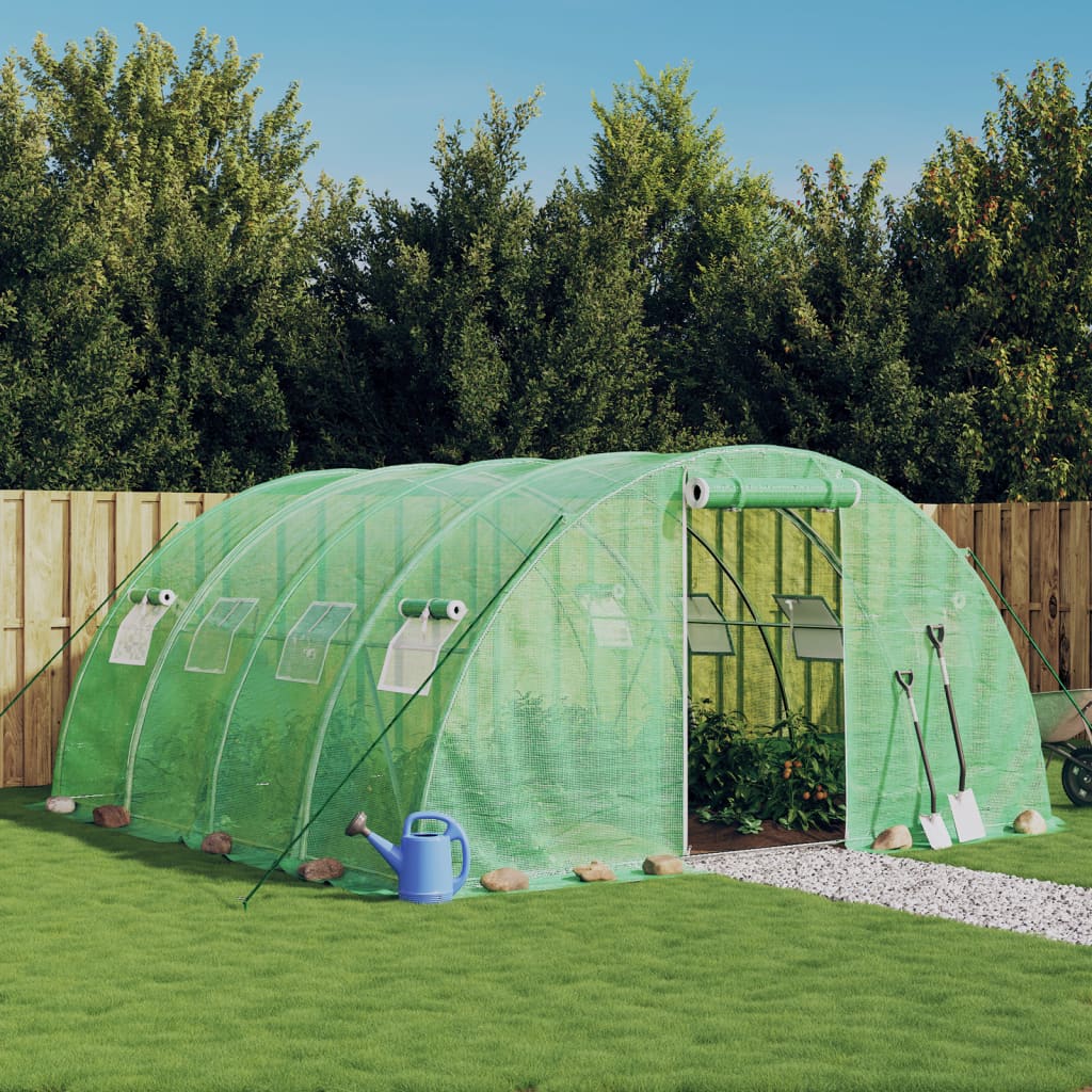 drivhus med stålstel 16 m² 4x4x2 m grøn billede