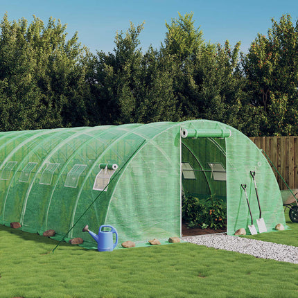 drivhus med stålstel 24 m² 6x4x2 m grøn