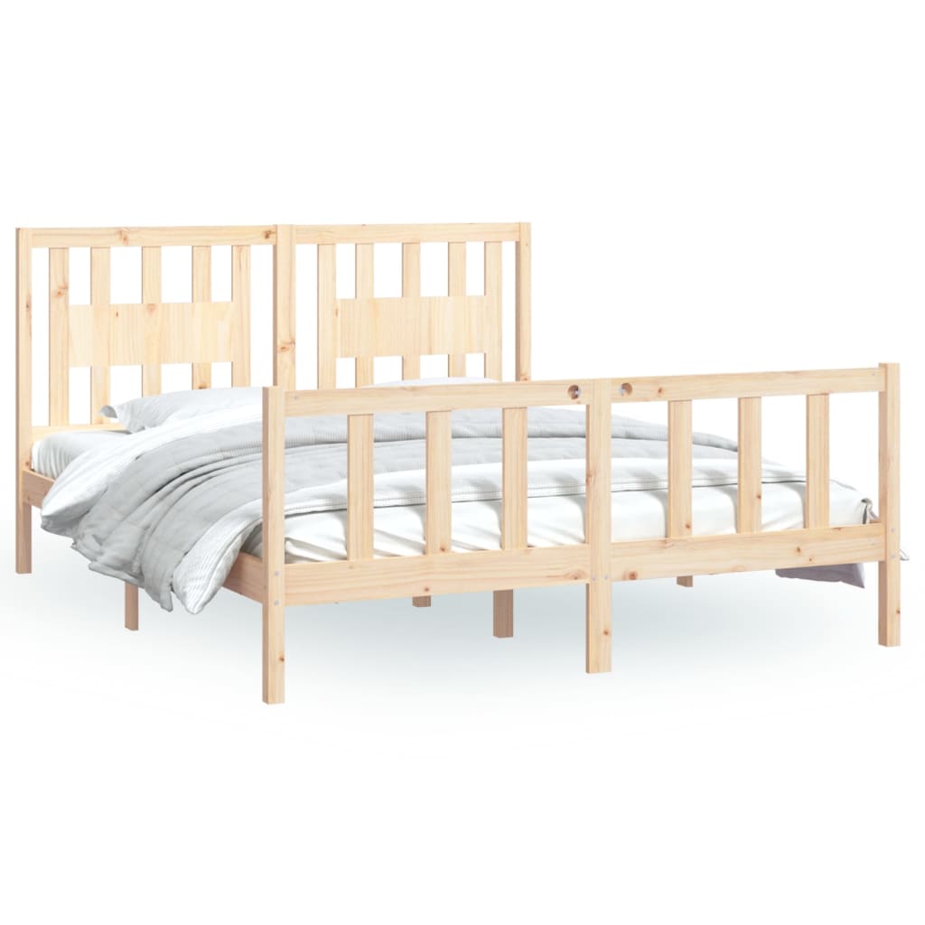 sengeramme med sengegavl 160x200 cm massivt fyrretræ