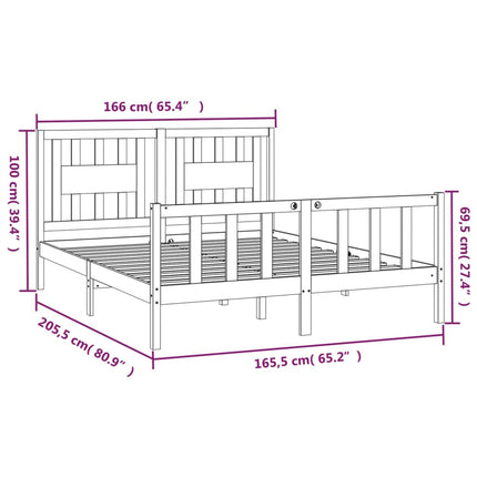 sengeramme med sengegavl 160x200 cm massivt fyrretræ