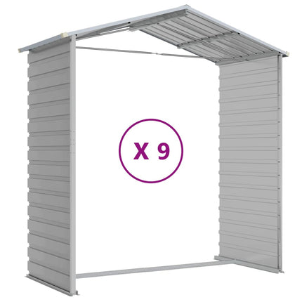 haveskur lysegrå 191x810x198 cm galvaniseret stål