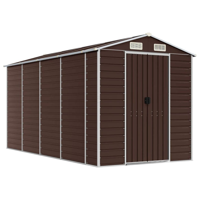 haveskur brun 191x385x198 cm galvaniseret stål