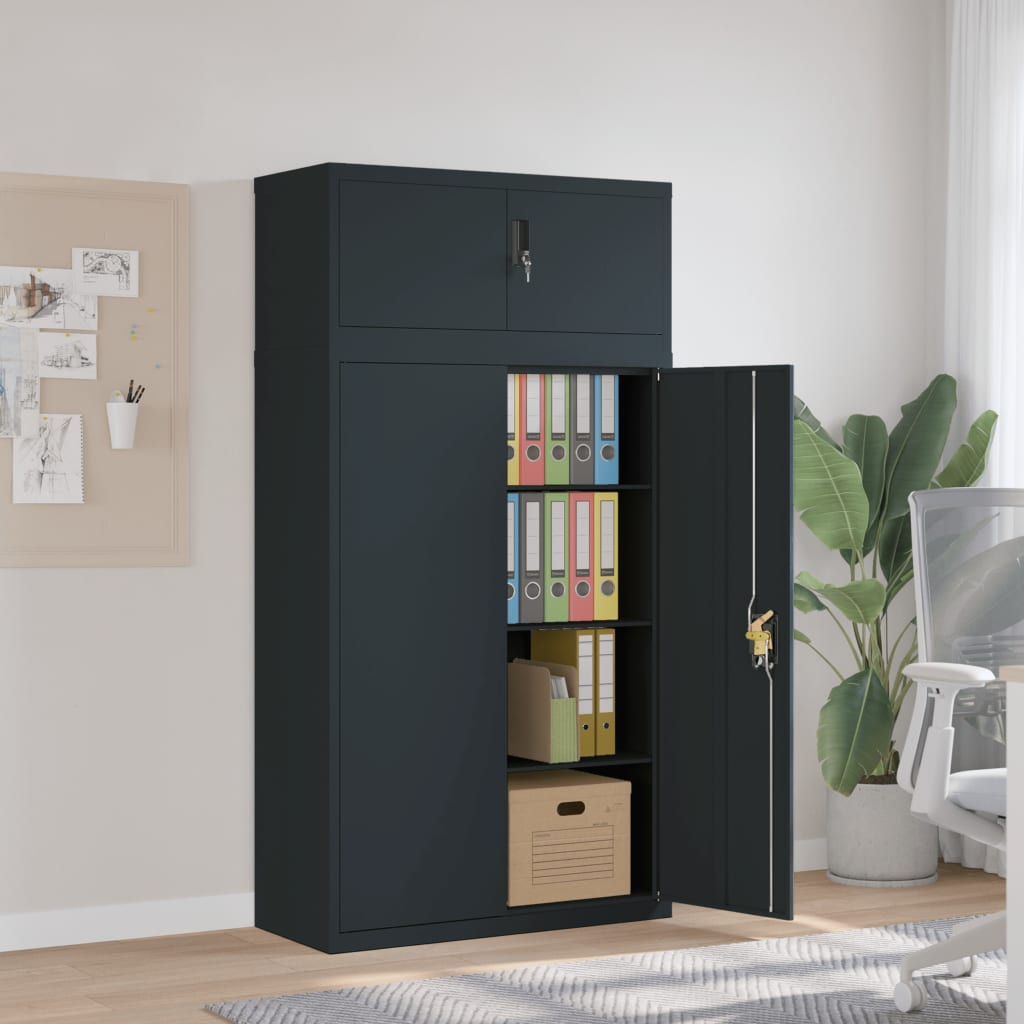 arkivskab 90x40x180 cm stl antracitgr